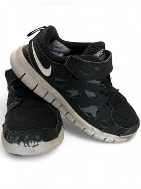 13C Boys 13C Girls Nike Free Run II White Black Athletic Sneakers